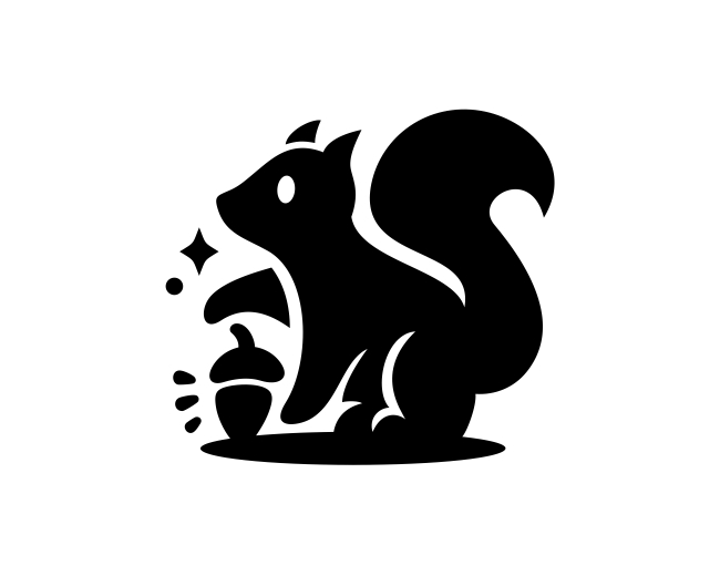 Squirrel Nuts Silhouette Cute Logo